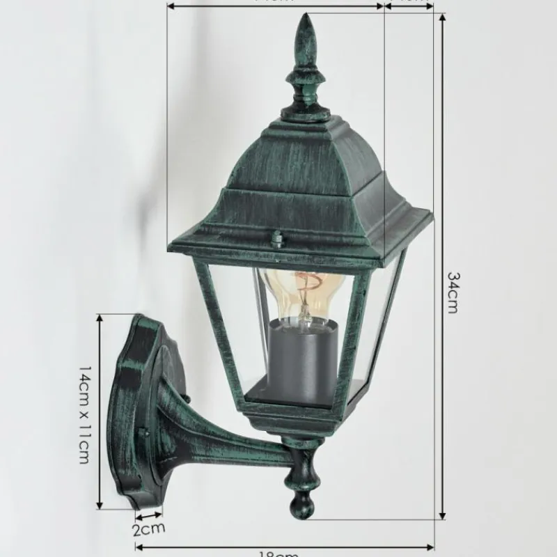 Luminaires Rustiques-hofstein Applique murale d'extérieur Naofe Vert, Noir, 1 lumière