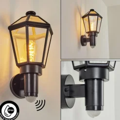 Luminaires Rustiques-hofstein Applique murale d'extérieur Catigny Noir, 1 lumière, Détecteur de mouvement