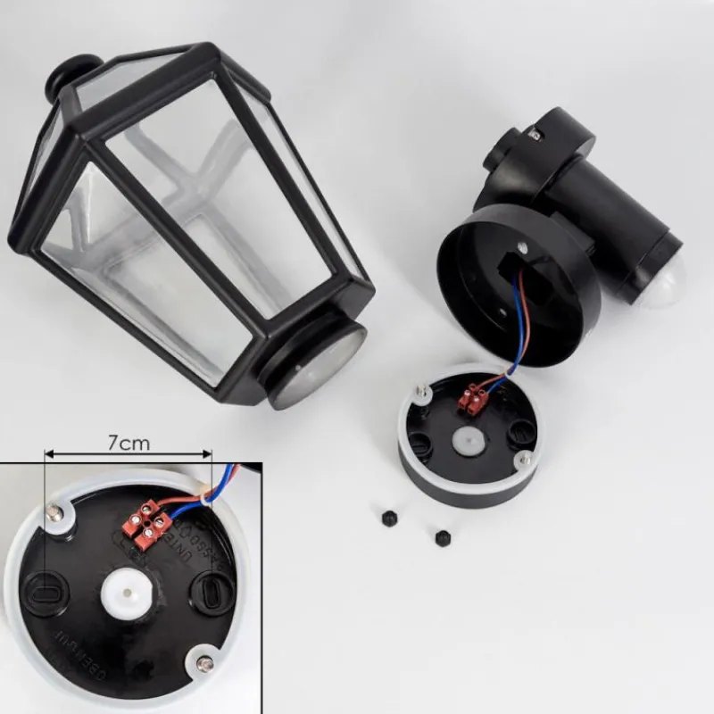 Luminaires Rustiques-hofstein Applique murale d'extérieur Catigny Noir, 1 lumière, Détecteur de mouvement