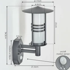 hofstein Applique murale d'extérieur Forli Anthracite, 1 lumière, Détecteur de mouvement