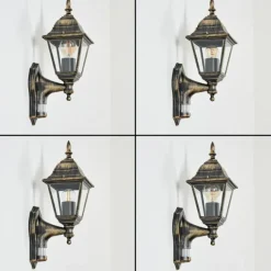 Luminaires Rustiques-hofstein Applique murale d'extérieur Naofe Brun, Or, 1 lumière, Détecteur de mouvement