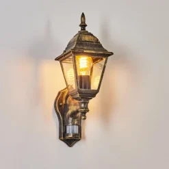 Luminaires Rustiques-hofstein Applique murale d'extérieur Naofe Brun, Or, 1 lumière, Détecteur de mouvement