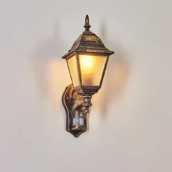 Luminaires Rustiques-hofstein Applique murale d'extérieur Naofe Brun, Or, 1 lumière, Détecteur de mouvement