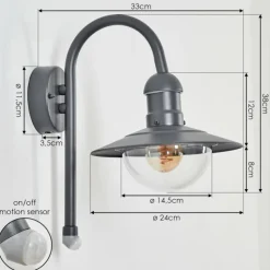 hofstein Applique murale d'extérieur Elima Anthracite, 1 lumière, Détecteur de mouvement