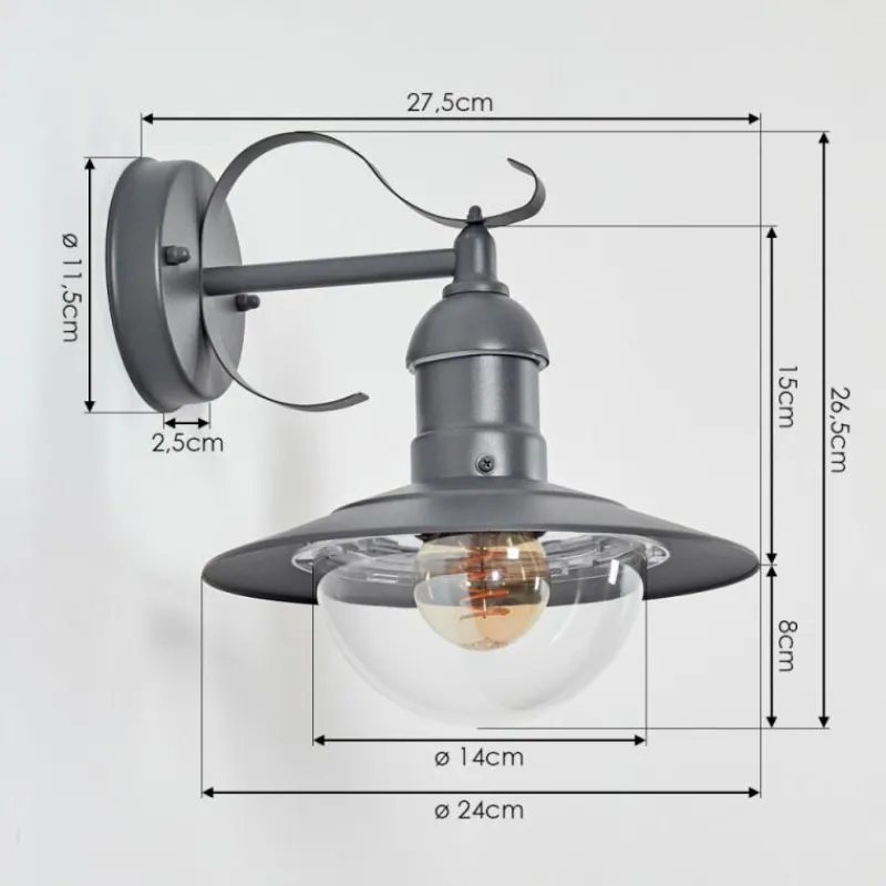 hofstein Applique murale d'extérieur Broni Anthracite, 1 lumière