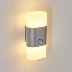 hofstein Applique murale d'extérieur Belerda LED Gris, 2 lumières, Détecteur de mouvement