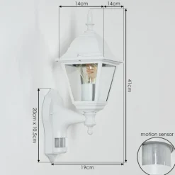 Luminaires Rustiques-hofstein Applique murale d'extérieur Naofe Blanc, 1 lumière, Détecteur de mouvement