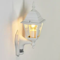 Luminaires Rustiques-hofstein Applique murale d'extérieur Naofe Blanc, 1 lumière, Détecteur de mouvement