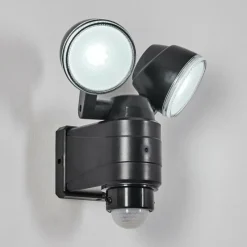 hofstein Applique murale d'extérieur Anyarhwi LED Noir, 2 lumières, Détecteur de mouvement