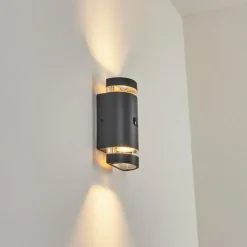 hofstein Applique murale d'extérieur Edevik Anthracite, 2 lumières, Détecteur de mouvement