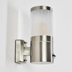 hofstein Applique murale d'extérieur Tolsona Nickel mat, 1 lumière, Détecteur de mouvement
