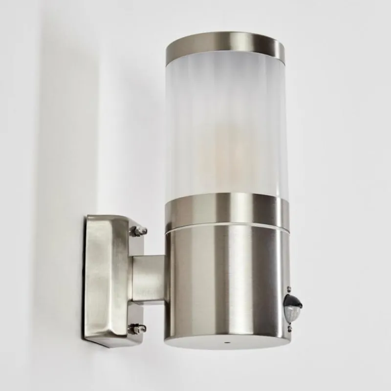 hofstein Applique murale d'extérieur Tolsona Nickel mat, 1 lumière, Détecteur de mouvement