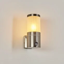 hofstein Applique murale d'extérieur Tolsona Nickel mat, 1 lumière, Détecteur de mouvement
