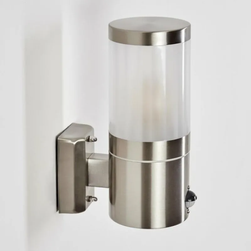 hofstein Applique murale d'extérieur Tolsona Nickel mat, 1 lumière, Détecteur de mouvement