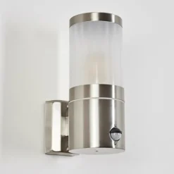 hofstein Applique murale d'extérieur Tolsona Nickel mat, 1 lumière, Détecteur de mouvement