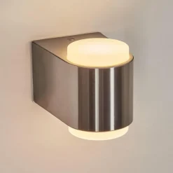 hofstein Applique murale d'extérieur Fanshawe LED Nickel mat, 2 lumières