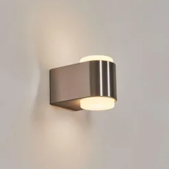 hofstein Applique murale d'extérieur Fanshawe LED Nickel mat, 2 lumières