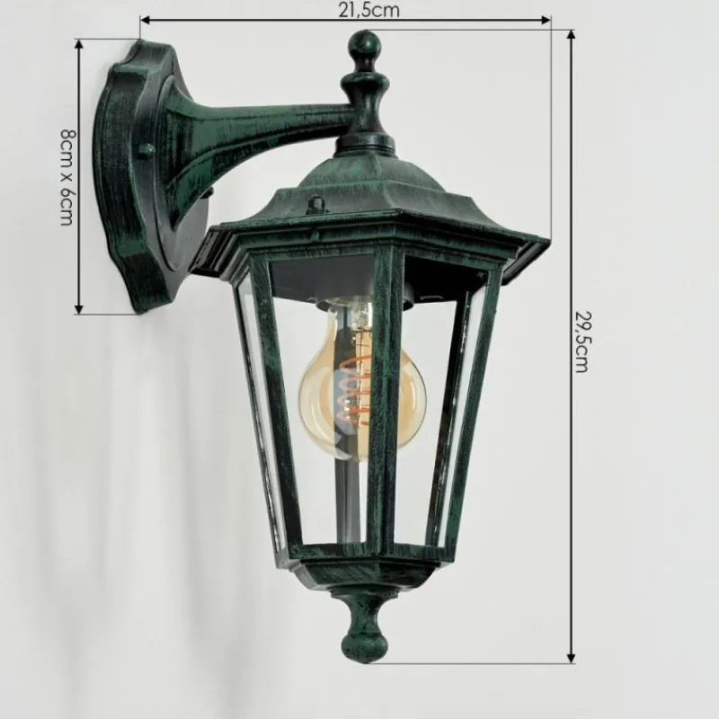 Luminaires Rustiques-hofstein Applique murale d'extérieur Loria Vert, Noir, 1 lumière