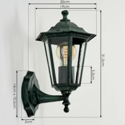 Luminaires Rustiques-hofstein Applique murale d'extérieur Loria Vert, Noir, 1 lumière
