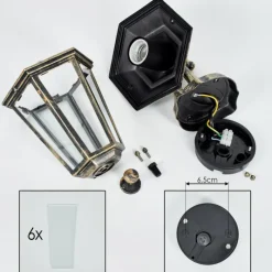 Lampes Dorées-hofstein Applique murale d'extérieur Loria Or, Noir, 1 lumière