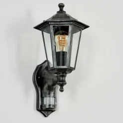 Luminaires Rustiques-hofstein Applique murale d'extérieur Loria Gris, Noir, Argenté, 1 lumière, Détecteur de mouvement