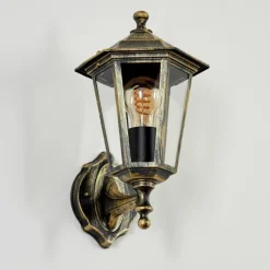 Luminaires Rustiques-hofstein Applique murale d'extérieur Loria Or, Noir, 1 lumière