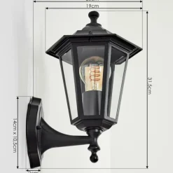 Luminaires Rustiques-hofstein Applique murale d'extérieur Loria Noir, 1 lumière