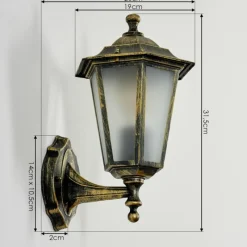 Luminaires Rustiques-hofstein Applique murale d'extérieur Loria Or, Noir, 1 lumière