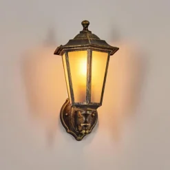 Luminaires Rustiques-hofstein Applique murale d'extérieur Loria Or, Noir, 1 lumière