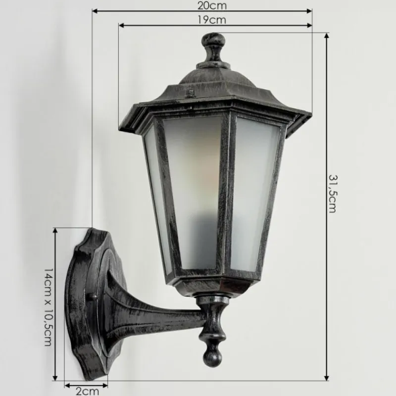 Luminaires Rustiques-hofstein Applique murale d'extérieur Loria Noir, Argenté, 1 lumière