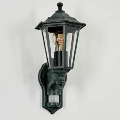 Luminaires Rustiques-hofstein Applique murale d'extérieur Loria Vert, Noir, 1 lumière, Détecteur de mouvement