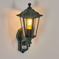 Luminaires Rustiques-hofstein Applique murale d'extérieur Loria Vert, Noir, 1 lumière, Détecteur de mouvement