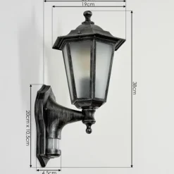 Luminaires Rustiques-hofstein Applique murale d'extérieur Loria Noir, Argenté, 1 lumière, Détecteur de mouvement