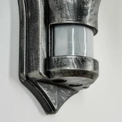 Luminaires Rustiques-hofstein Applique murale d'extérieur Loria Noir, Argenté, 1 lumière, Détecteur de mouvement