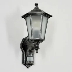 Luminaires Rustiques-hofstein Applique murale d'extérieur Loria Noir, Argenté, 1 lumière, Détecteur de mouvement