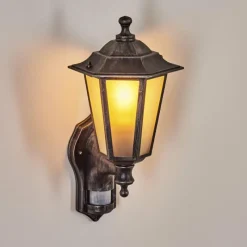 Luminaires Rustiques-hofstein Applique murale d'extérieur Loria Noir, Argenté, 1 lumière, Détecteur de mouvement