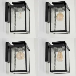 hofstein Applique murale d'extérieur Tieva Noir, 1 lumière, Détecteur de mouvement