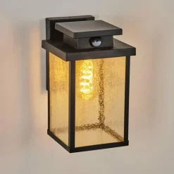 hofstein Applique murale d'extérieur Tieva Noir, 1 lumière, Détecteur de mouvement