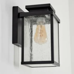 hofstein Applique murale d'extérieur Tieva Noir, 1 lumière, Détecteur de mouvement