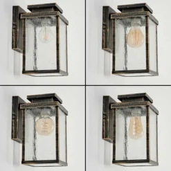 Lampes Dorées-hofstein Applique murale d'extérieur Tieva Brun, Or, Noir, 1 lumière, Détecteur de mouvement