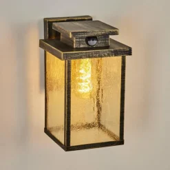 Lampes Dorées-hofstein Applique murale d'extérieur Tieva Brun, Or, Noir, 1 lumière, Détecteur de mouvement