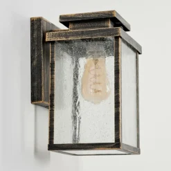 Lampes Dorées-hofstein Applique murale d'extérieur Tieva Brun, Or, Noir, 1 lumière, Détecteur de mouvement