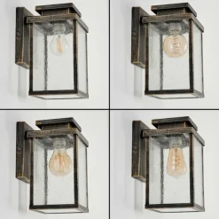 Lampes Dorées-hofstein Applique murale d'extérieur Tieva Brun, Or, Noir, 1 lumière