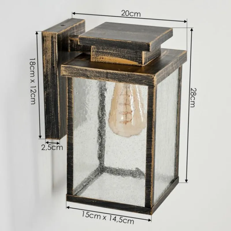 Lampes Dorées-hofstein Applique murale d'extérieur Tieva Brun, Or, Noir, 1 lumière