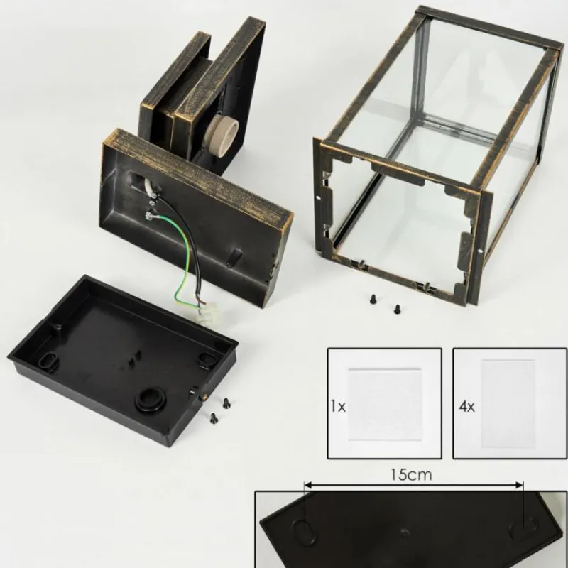 Lampes Dorées-hofstein Applique murale d'extérieur Tieva Brun, Or, Noir, 1 lumière