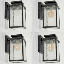 hofstein Applique murale d'extérieur Tieva Noir, Argenté, 1 lumière, Détecteur de mouvement