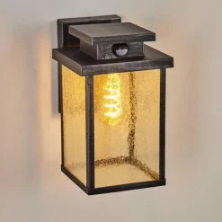 hofstein Applique murale d'extérieur Tieva Noir, Argenté, 1 lumière, Détecteur de mouvement