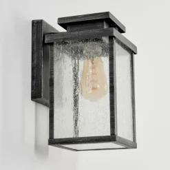 hofstein Applique murale d'extérieur Tieva Noir, Argenté, 1 lumière, Détecteur de mouvement