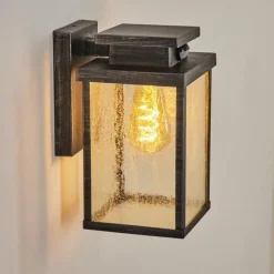 hofstein Applique murale d'extérieur Tieva Noir, Argenté, 1 lumière, Détecteur de mouvement