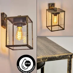 Lampes Dorées-hofstein Applique murale d'extérieur Gramilla Or, Noir, 1 lumière